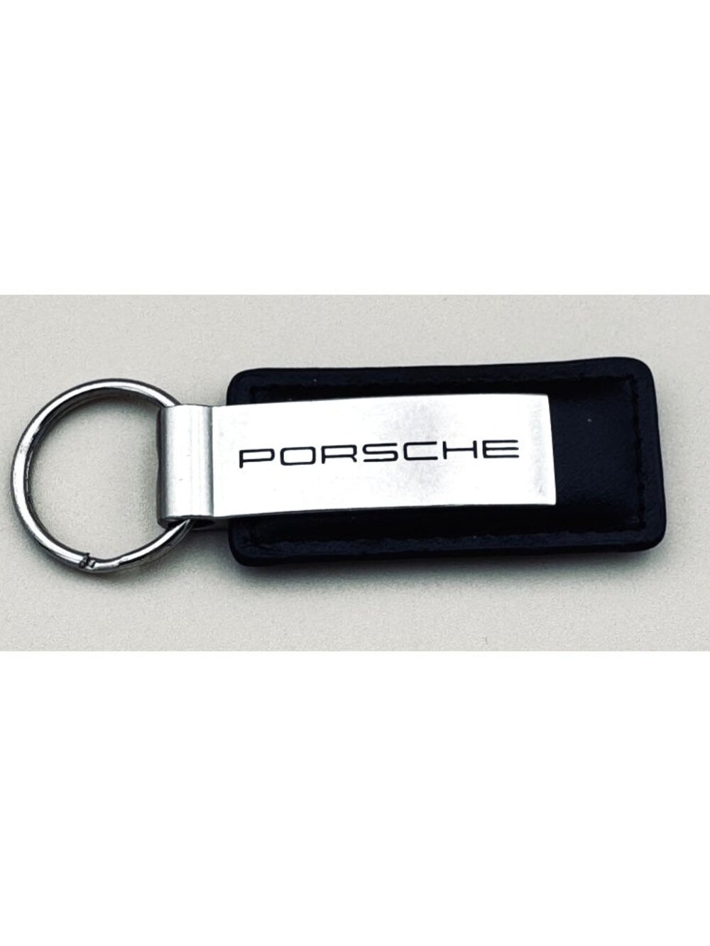 Porsche Metal and Black Leather Key Chain Porsche Center San Antonio Texas